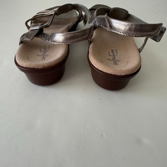 Collection Clarks Womens Loomis Katey Pewter Metallic Strappy Sandals 8.5 - Picture 3 of 6